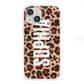 Personalised Leopard Print Name iPhone 13 Mini Clear Bumper Case