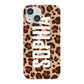Personalised Leopard Print Name iPhone 13 Mini Full Wrap 3D Snap Case