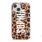 Personalised Leopard Print Name iPhone 13 Mini TPU Impact Case with White Edges