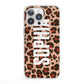 Personalised Leopard Print Name iPhone 13 Pro Clear Bumper Case