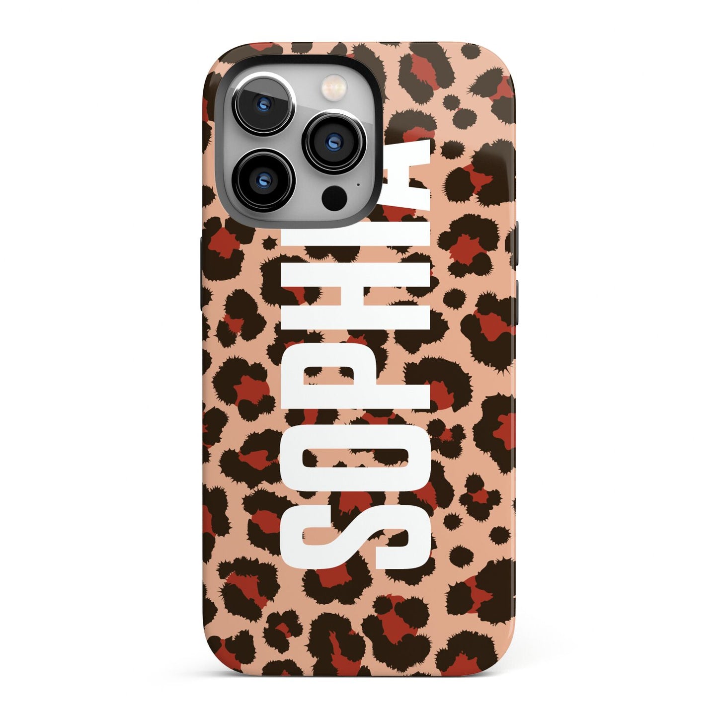 Personalised Leopard Print Name iPhone 13 Pro Full Wrap 3D Tough Case