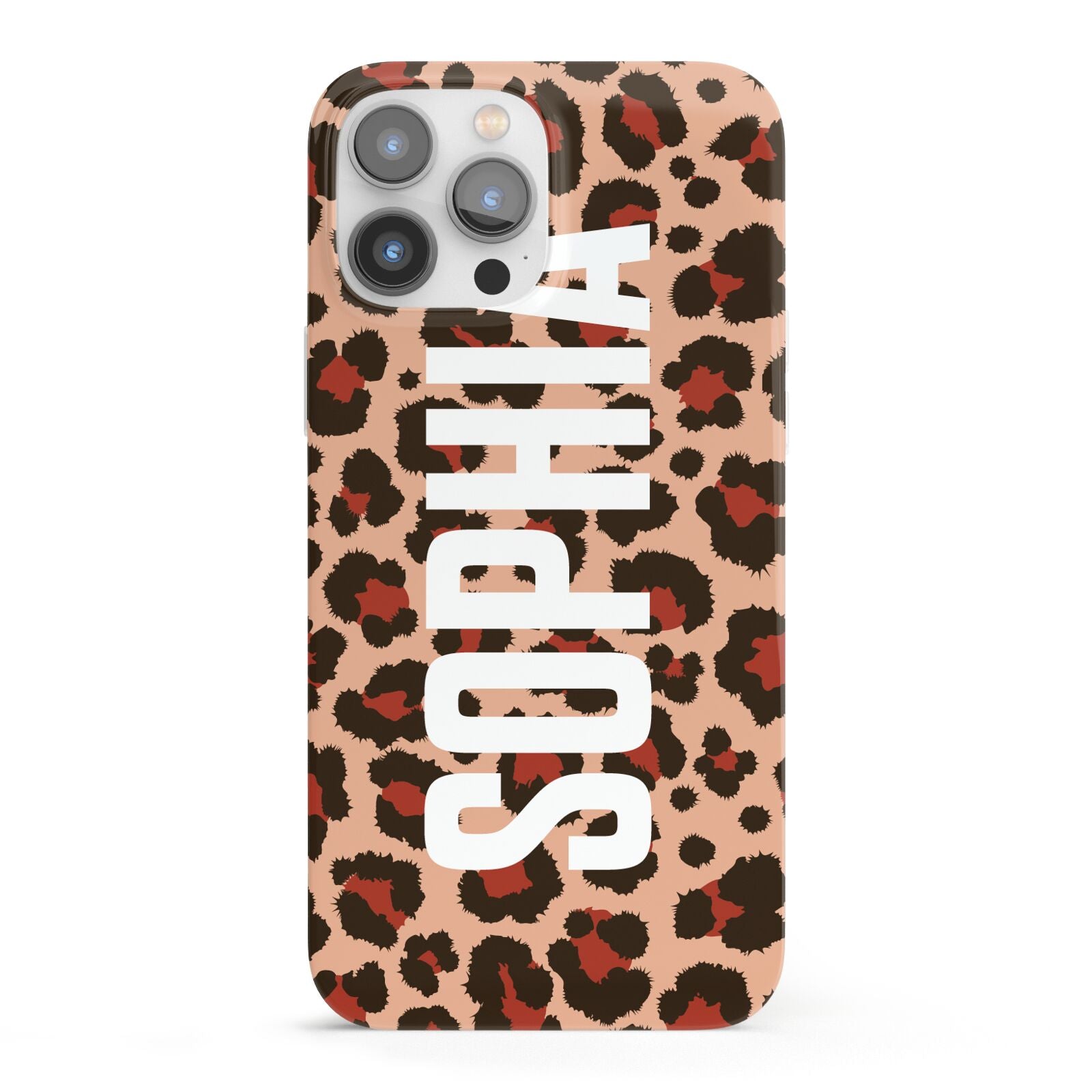 Personalised Leopard Print Name iPhone 13 Pro Max Full Wrap 3D Snap Case