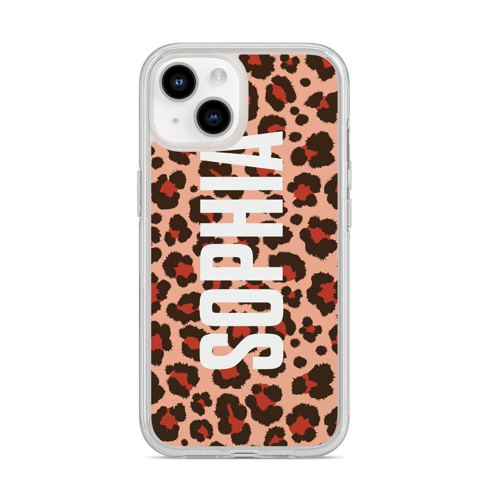 Personalised Leopard Print Name iPhone 14 Clear Tough Case Starlight