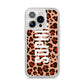 Personalised Leopard Print Name iPhone 14 Pro Glitter Tough Case Silver