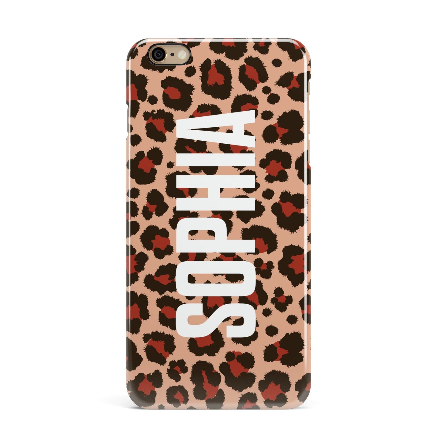 Personalised Leopard Print Name iPhone 6 Plus 3D Snap Case on Gold Phone