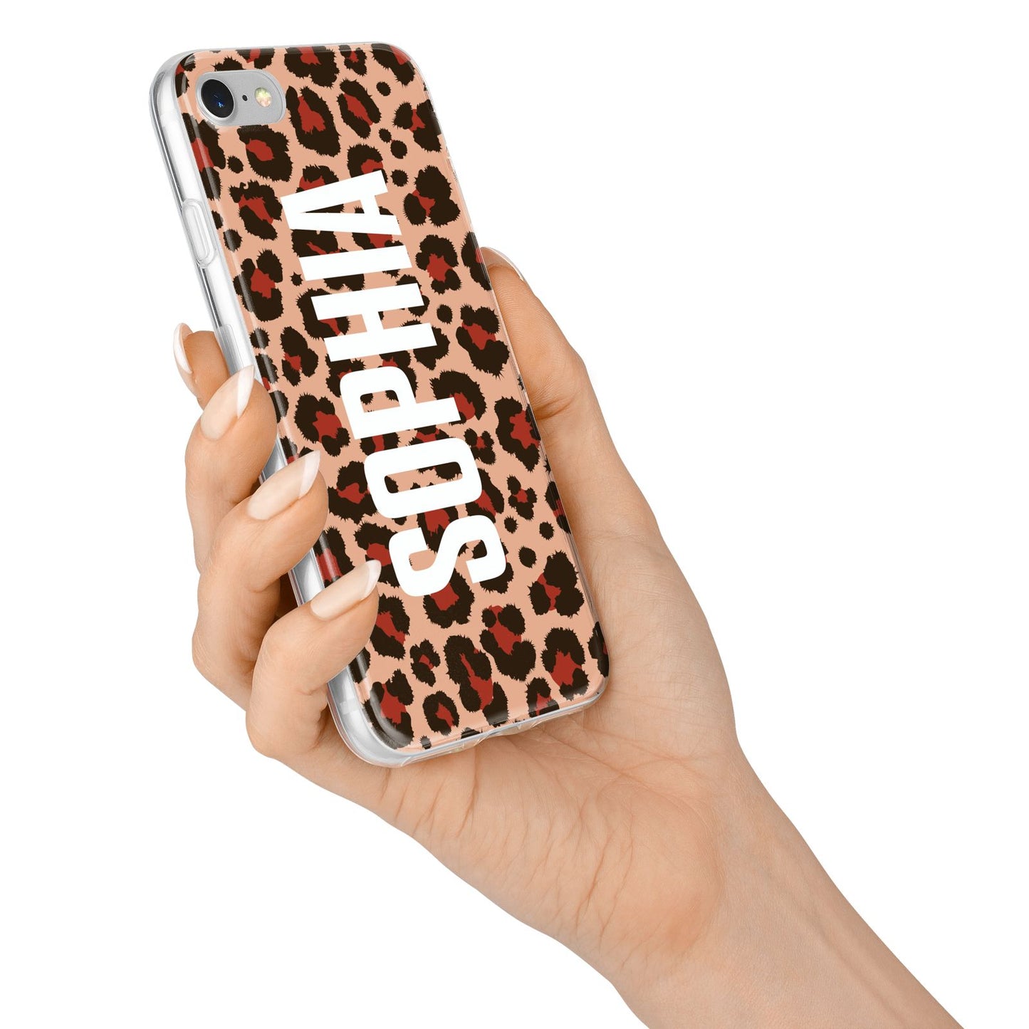 Personalised Leopard Print Name iPhone 7 Bumper Case on Silver iPhone Alternative Image