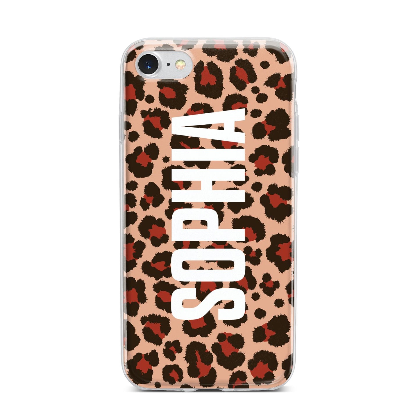 Personalised Leopard Print Name iPhone 7 Bumper Case on Silver iPhone