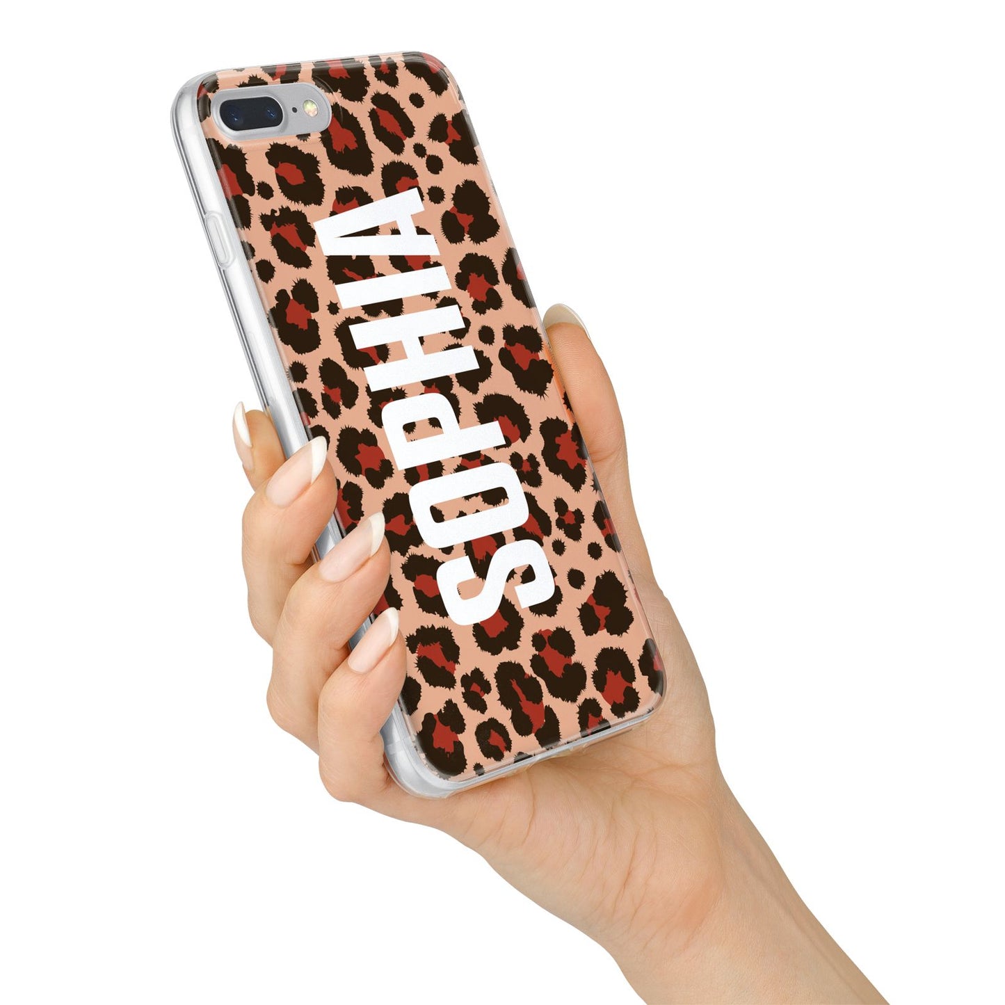 Personalised Leopard Print Name iPhone 7 Plus Bumper Case on Silver iPhone Alternative Image