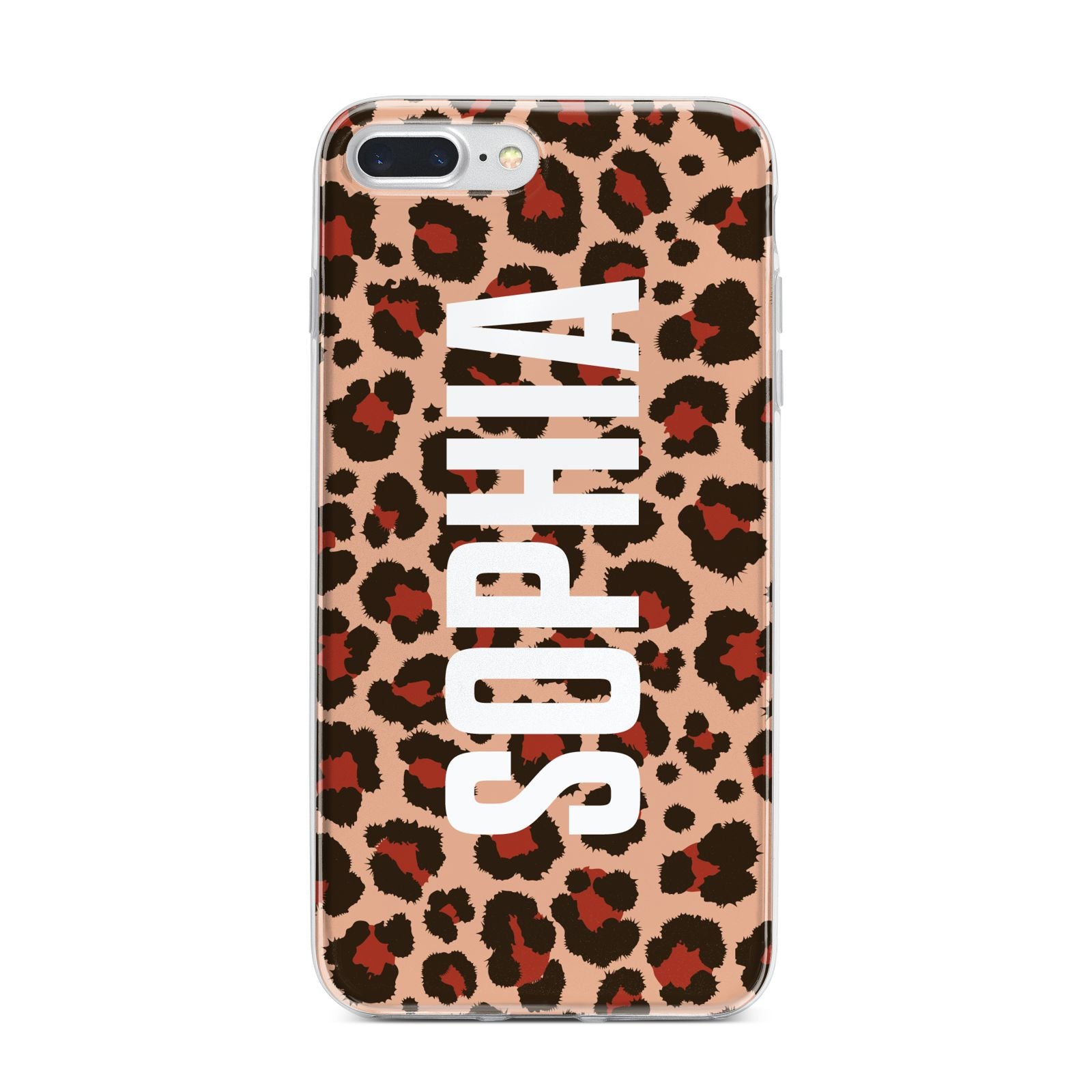 Personalised Leopard Print Name iPhone 7 Plus Bumper Case on Silver iPhone