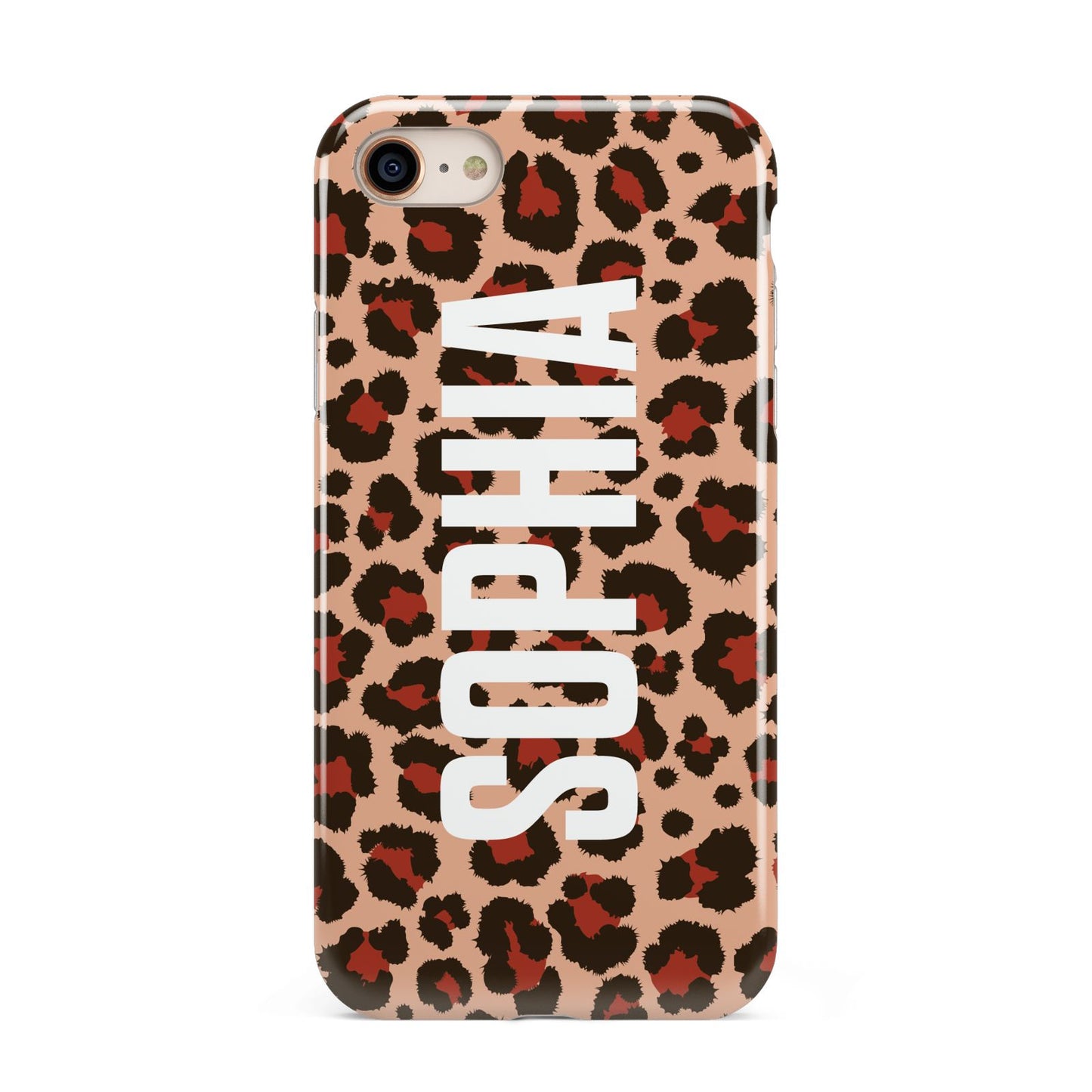 Personalised Leopard Print Name iPhone 8 3D Tough Case on Gold Phone