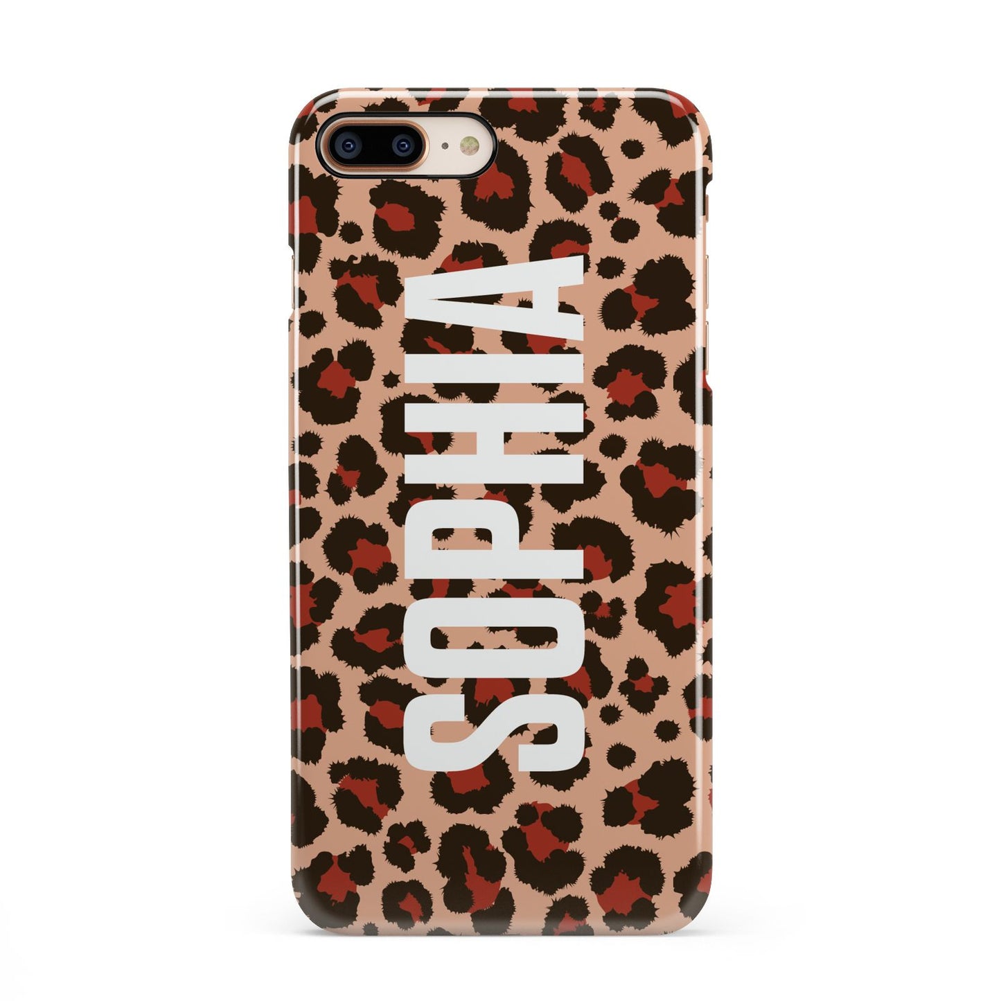 Personalised Leopard Print Name iPhone 8 Plus 3D Snap Case on Gold Phone