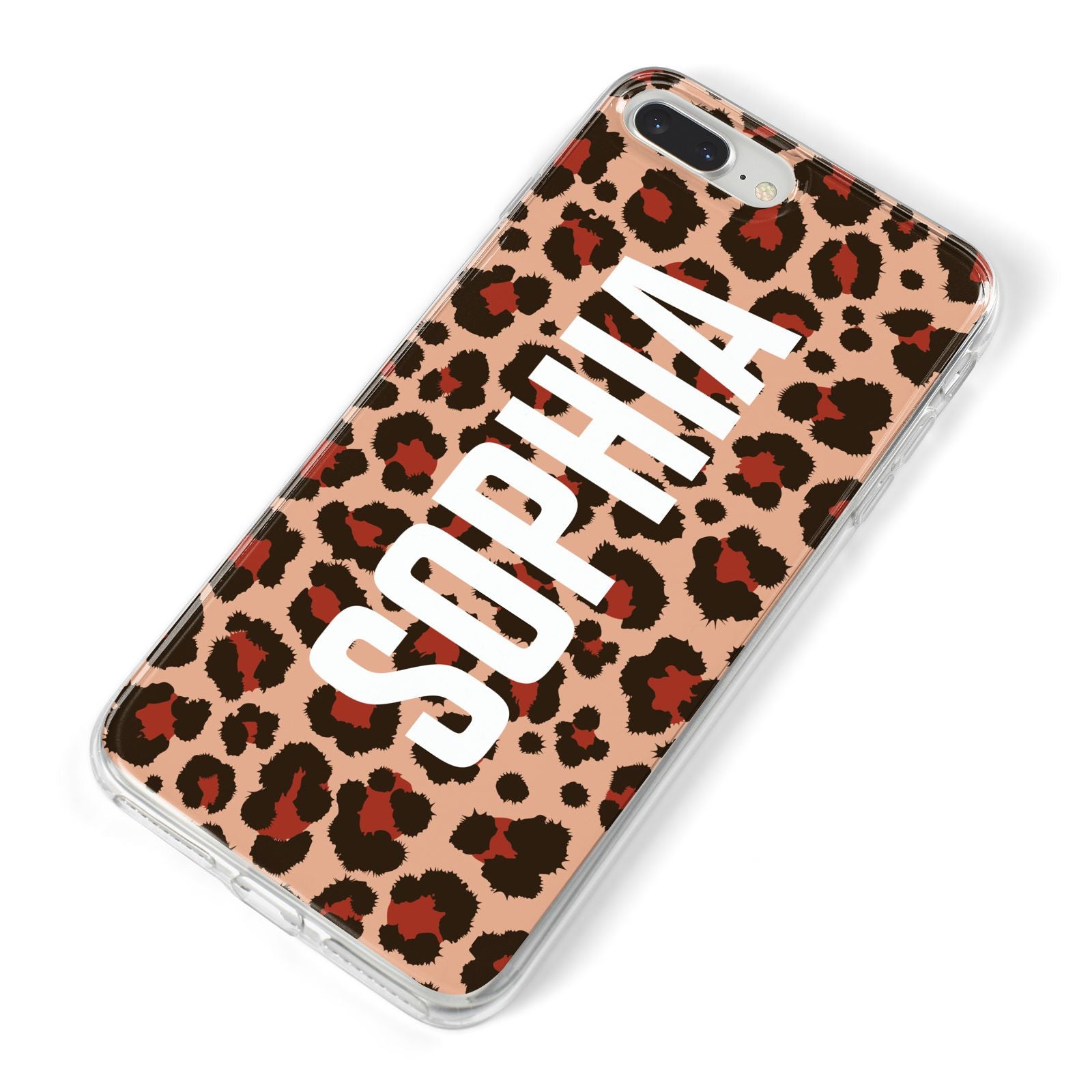 Personalised Leopard Print Name iPhone 8 Plus Bumper Case on Silver iPhone Alternative Image
