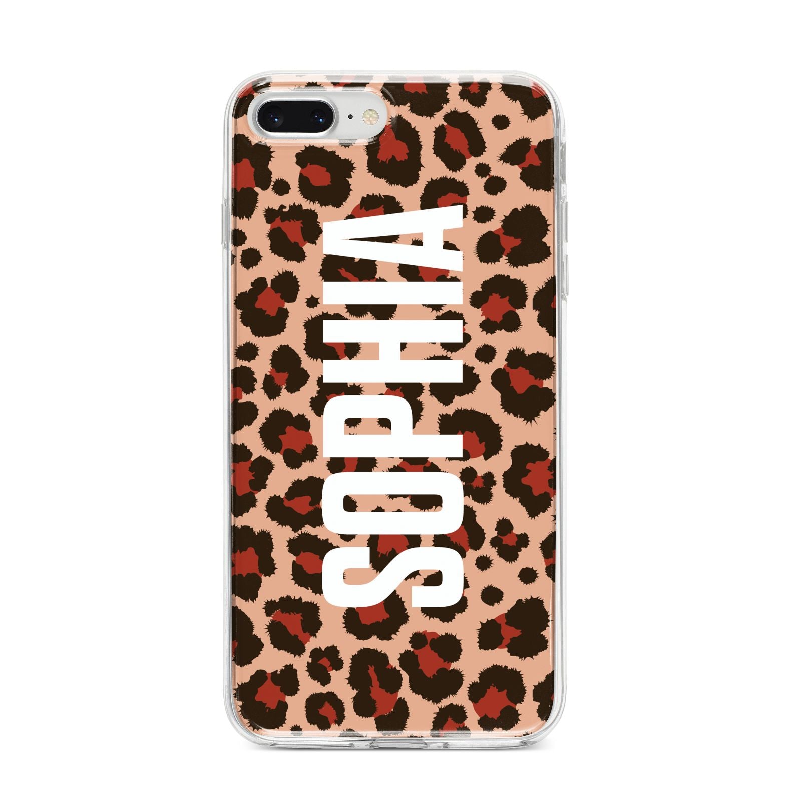 Personalised Leopard Print Name iPhone 8 Plus Bumper Case on Silver iPhone