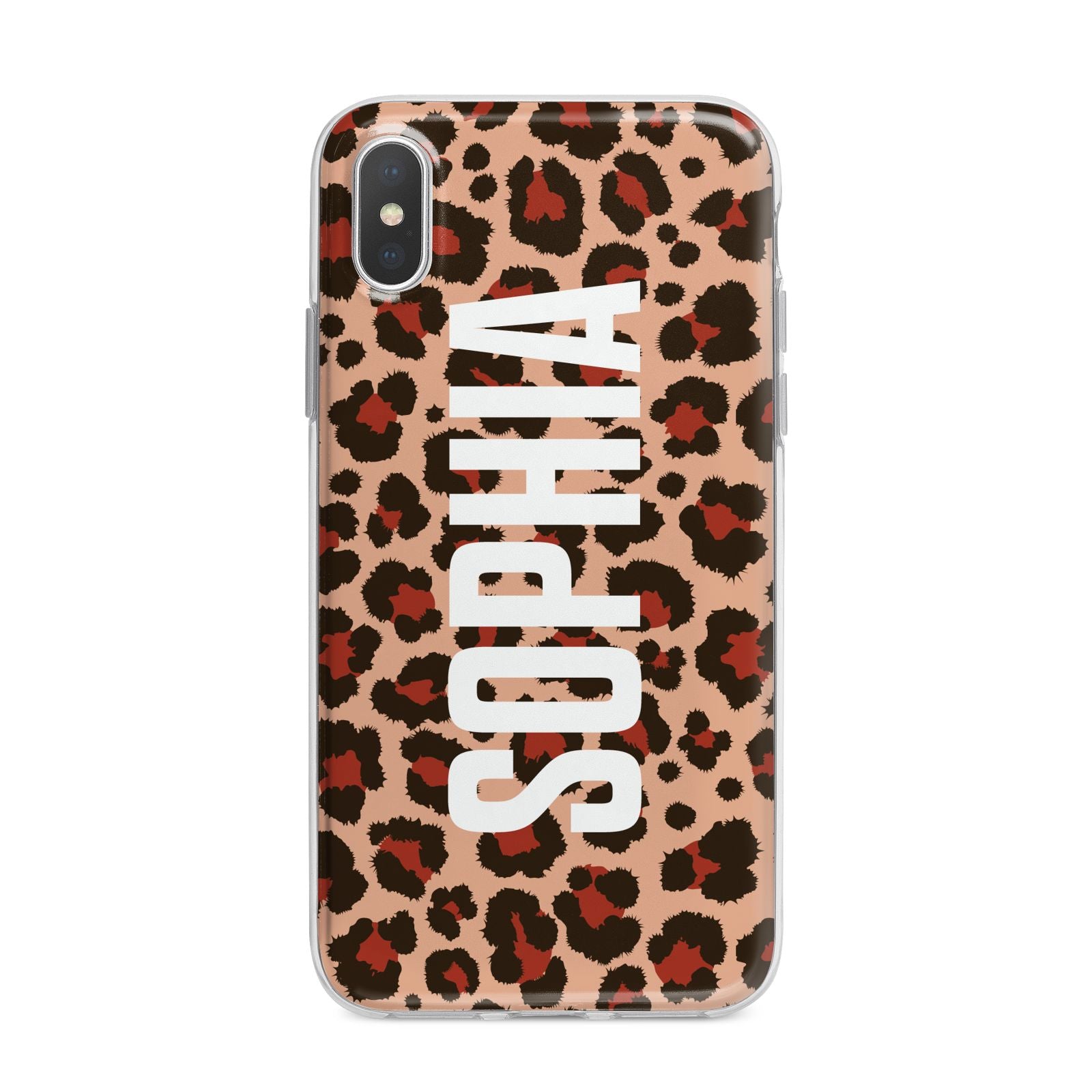 Personalised Leopard Print Name iPhone X Bumper Case on Silver iPhone Alternative Image 1