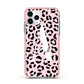 Personalised Leopard Print Pink Black Apple iPhone 11 Pro in Silver with Pink Impact Case