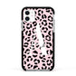 Personalised Leopard Print Pink Black Apple iPhone 11 in White with Black Impact Case