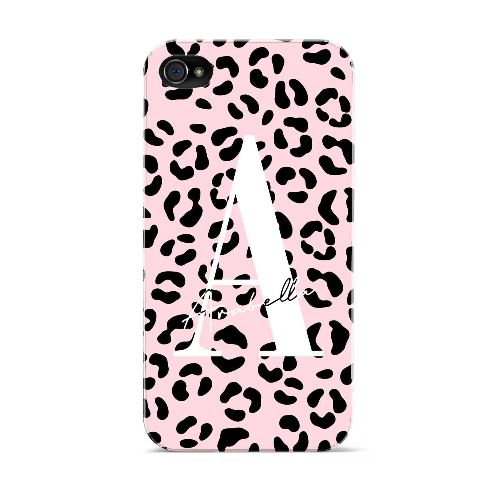 Personalised Leopard Print Pink Black Apple iPhone 4s Case