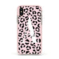 Personalised Leopard Print Pink Black Apple iPhone Xs Impact Case Pink Edge on Gold Phone