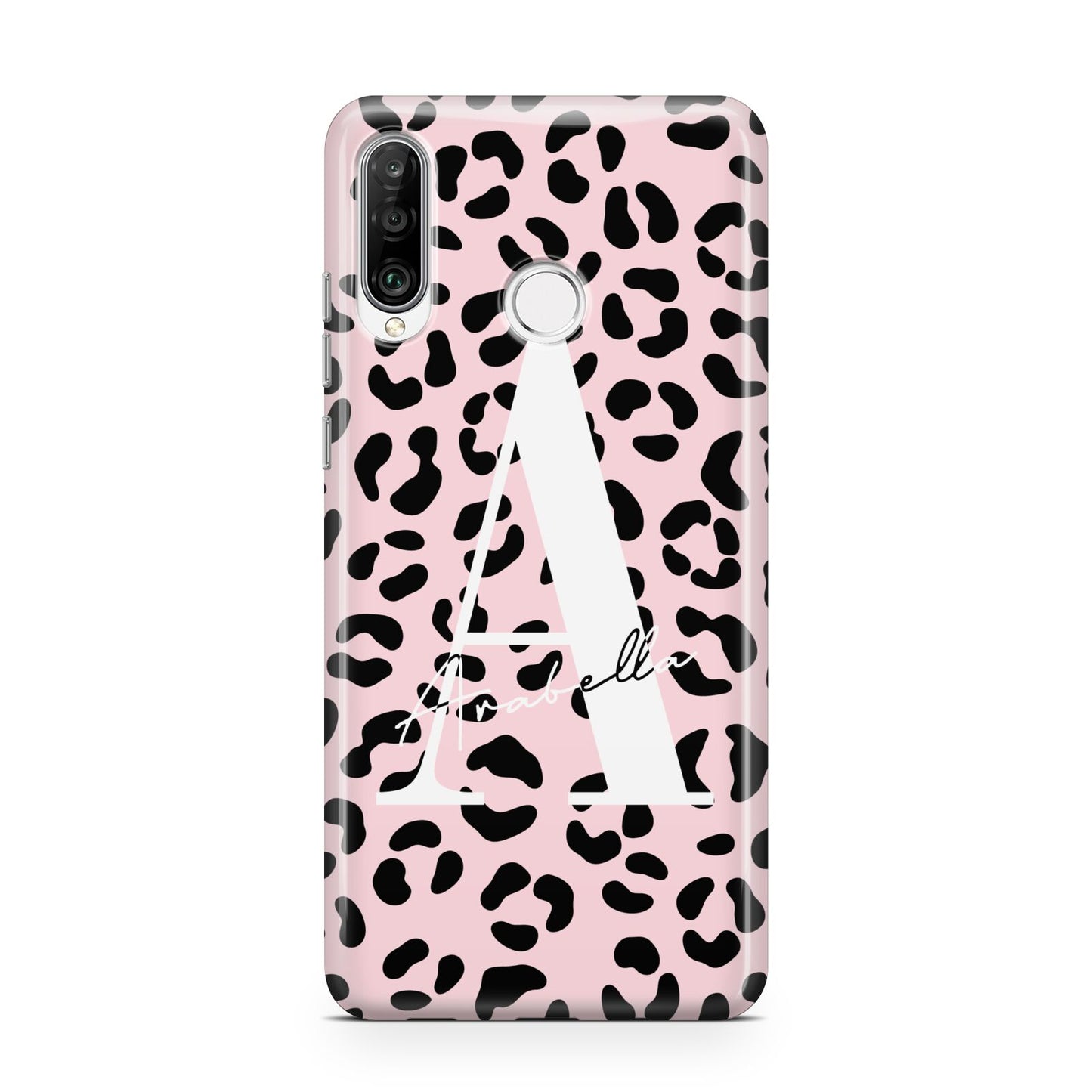 Personalised Leopard Print Pink Black Huawei P30 Lite Phone Case