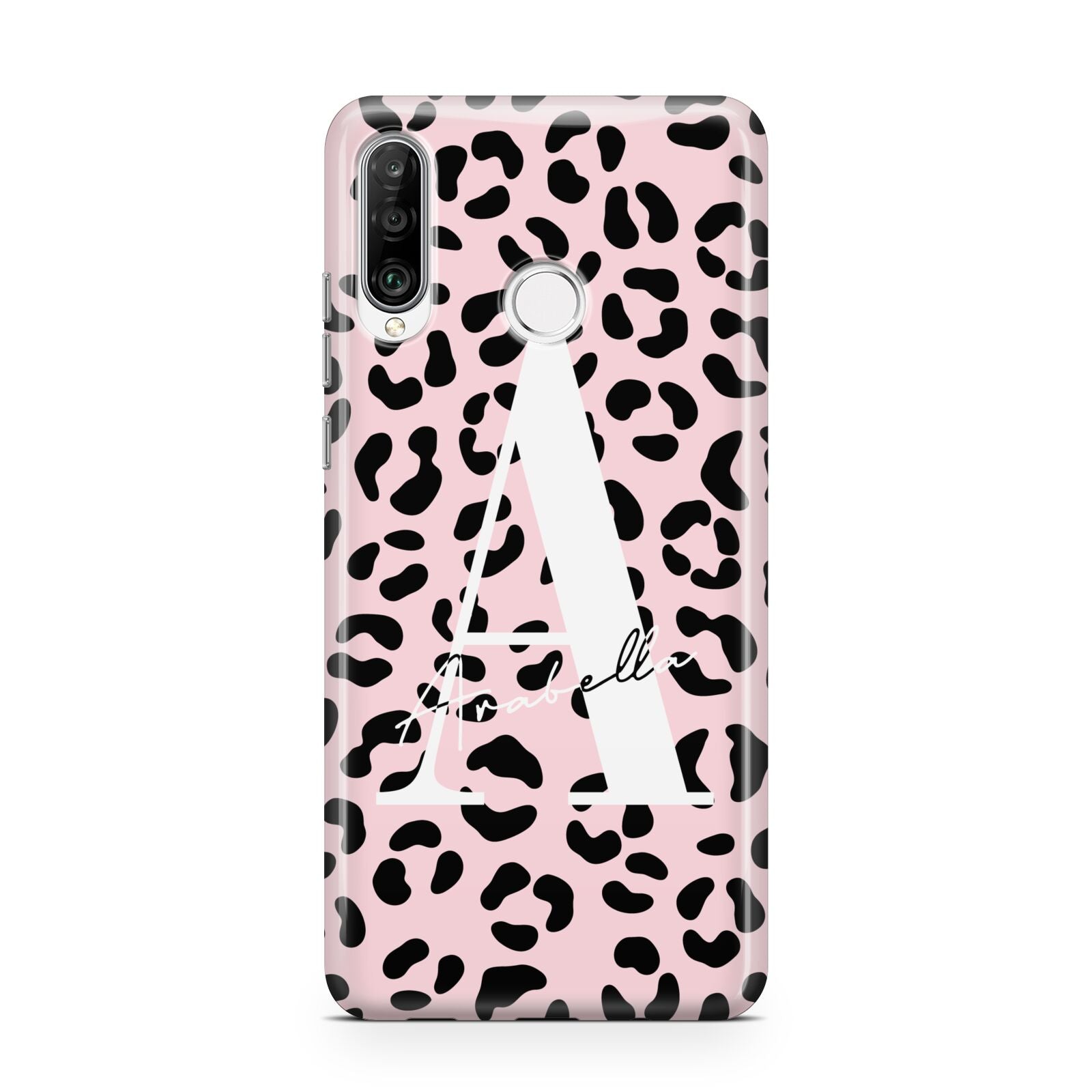 Personalised Leopard Print Pink Black Huawei P30 Lite Phone Case