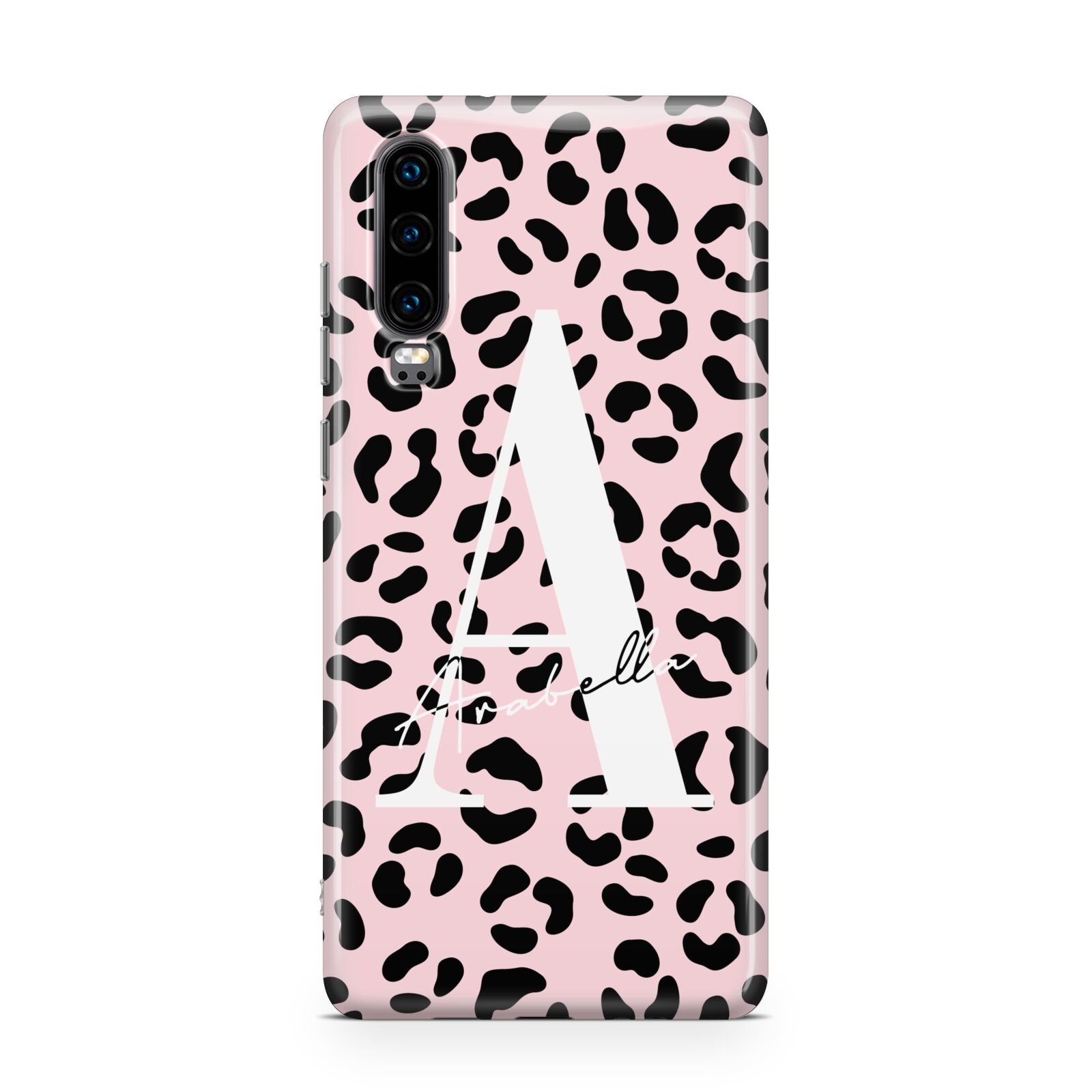 Personalised Leopard Print Pink Black Huawei P30 Phone Case
