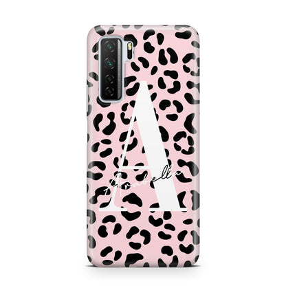 Personalised Leopard Print Pink Black Huawei P40 Lite 5G Phone Case