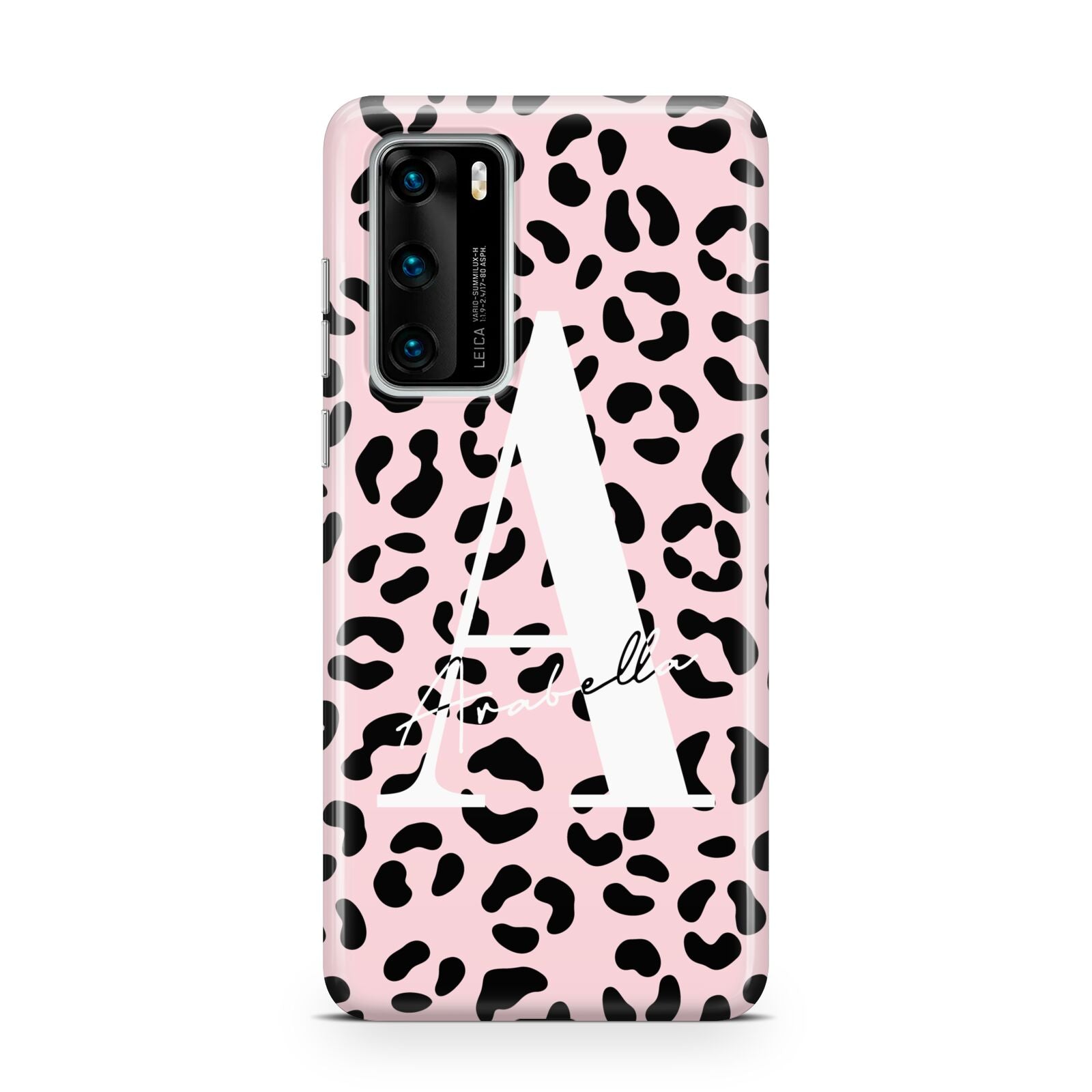 Personalised Leopard Print Pink Black Huawei P40 Phone Case