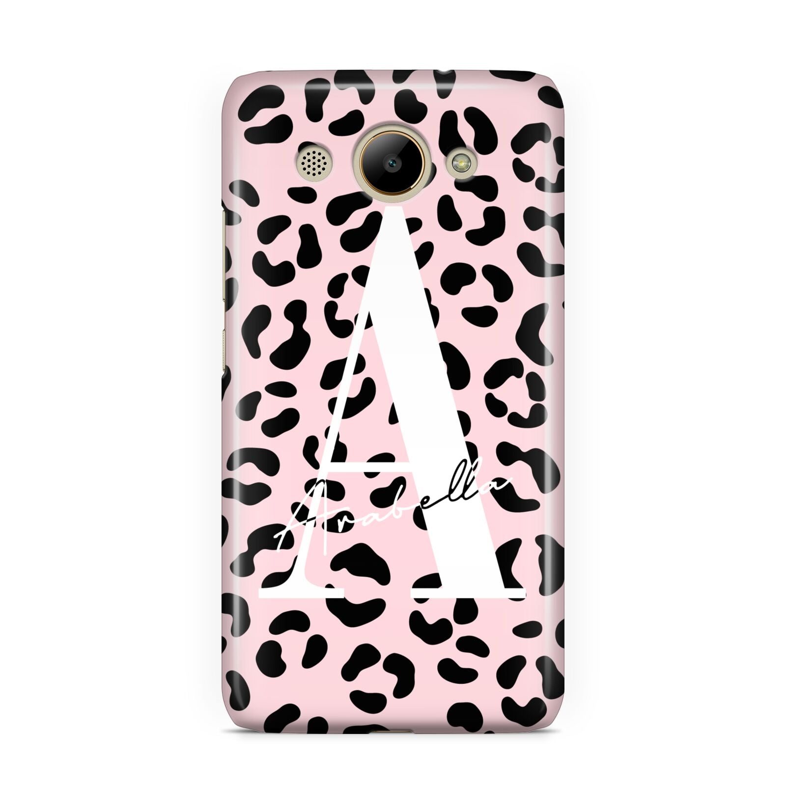 Personalised Leopard Print Pink Black Huawei Y3 2017