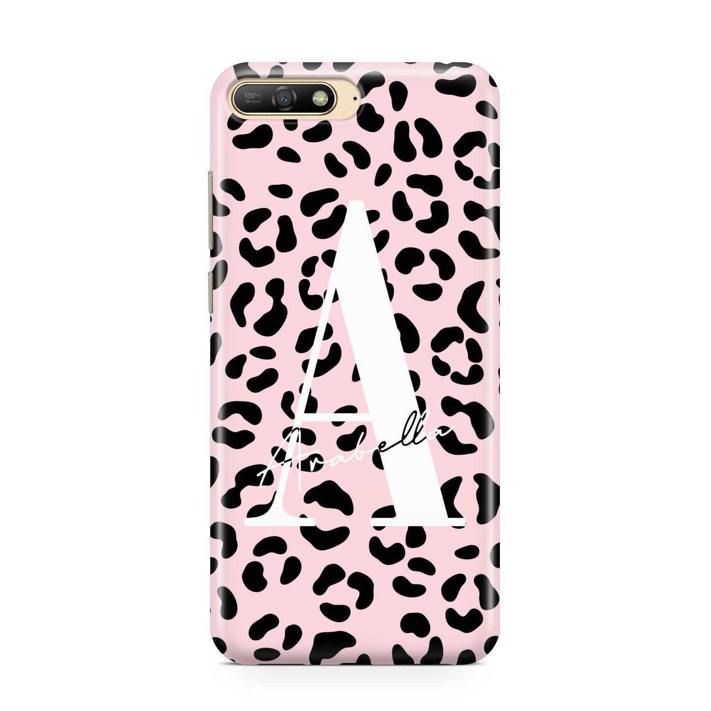 Personalised Leopard Print Pink Black Huawei Y6 2018
