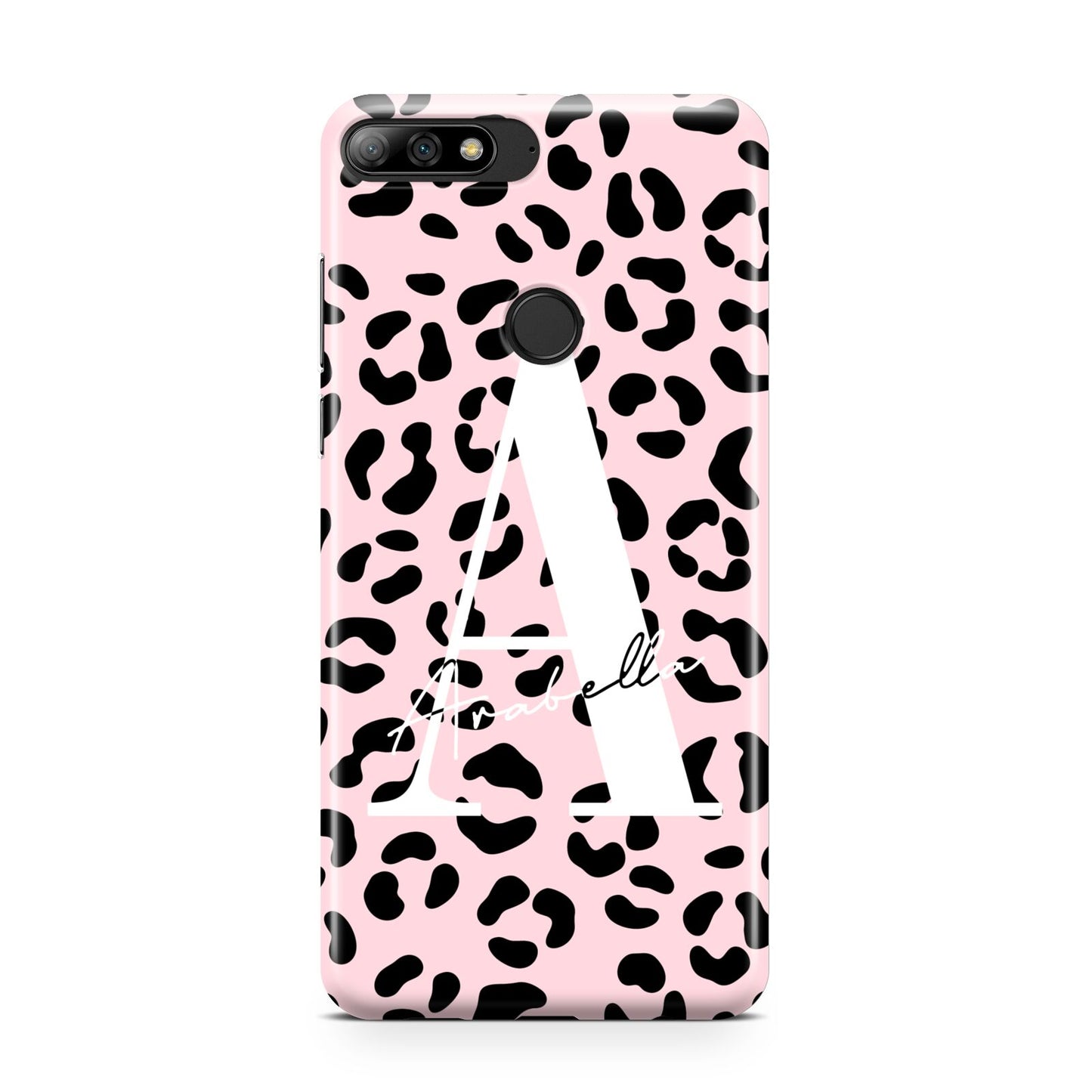 Personalised Leopard Print Pink Black Huawei Y7 2018