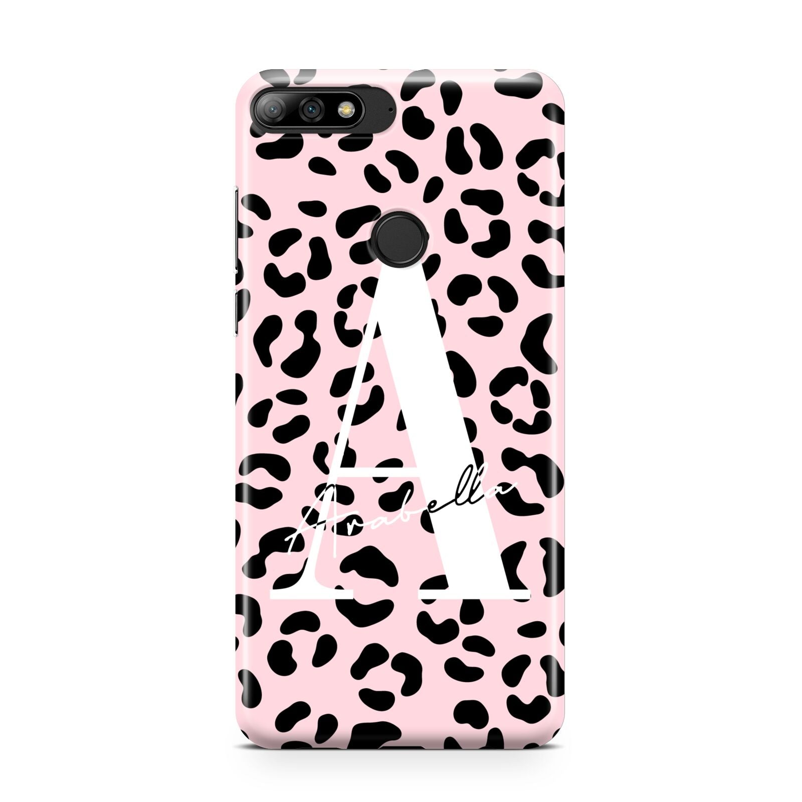 Personalised Leopard Print Pink Black Huawei Y7 2018