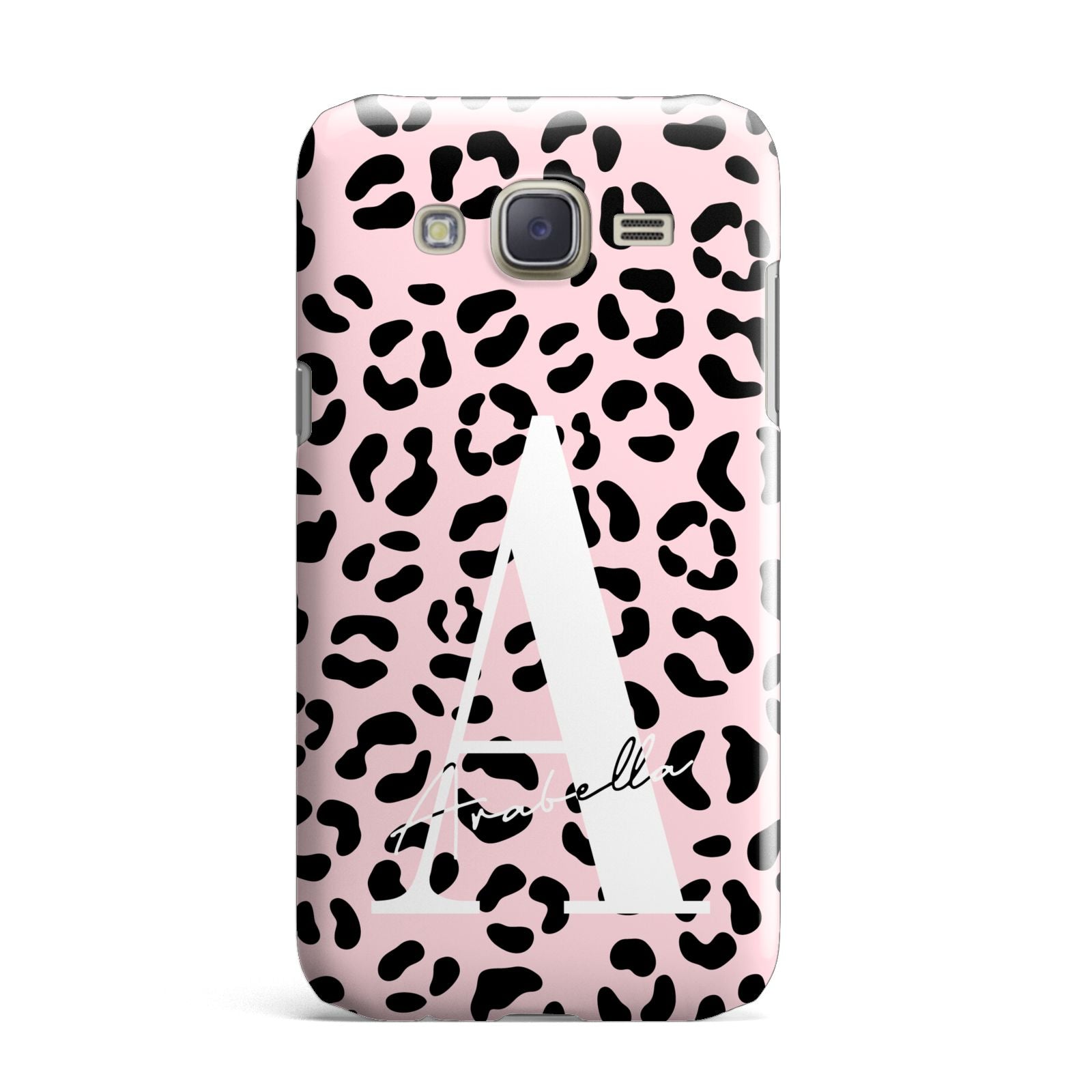 Personalised Leopard Print Pink Black Samsung Galaxy J7 Case