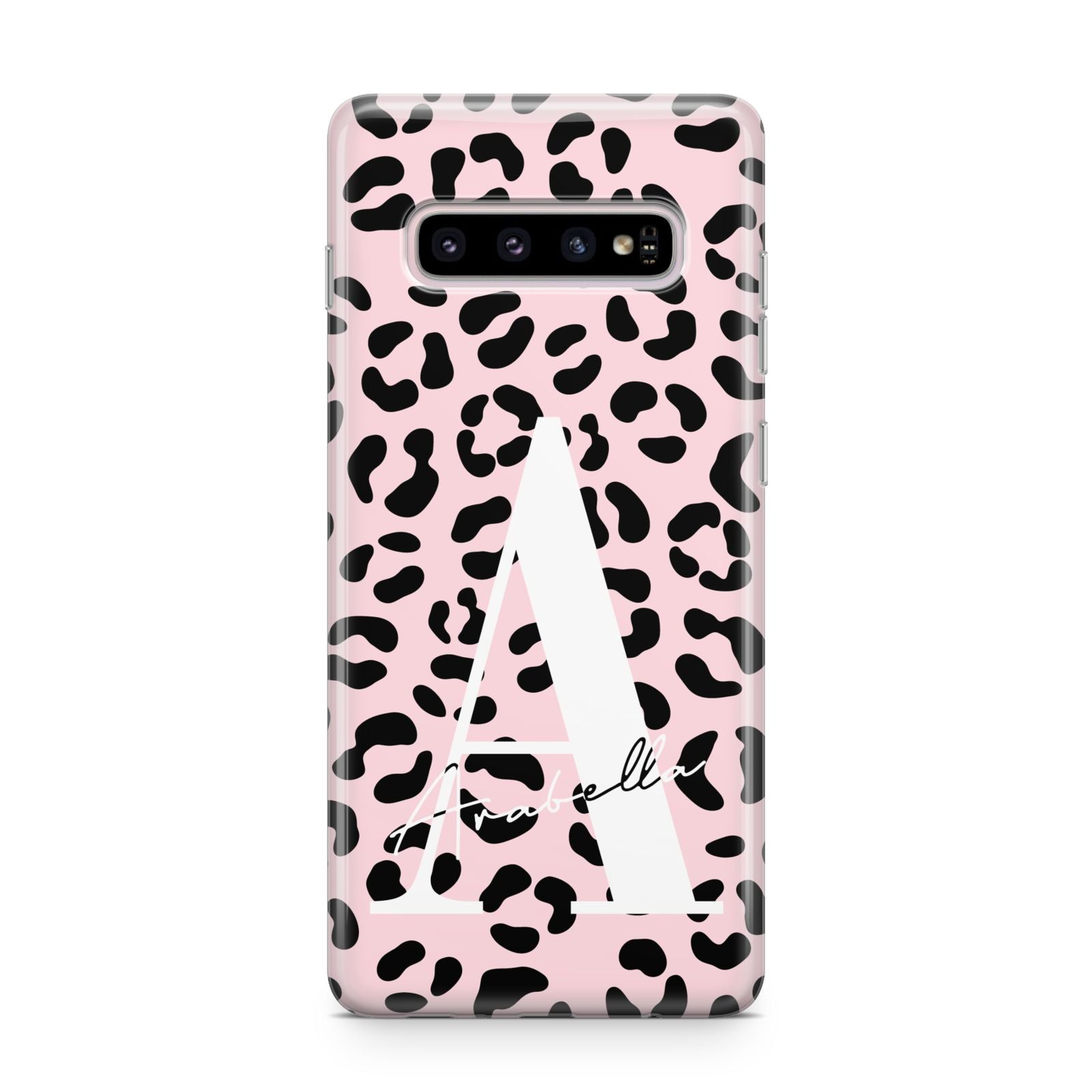 Personalised Leopard Print Pink Black Samsung Galaxy S10 Plus Case