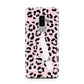Personalised Leopard Print Pink Black Samsung Galaxy S9 Plus Case on Silver phone