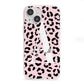Personalised Leopard Print Pink Black iPhone 13 Mini Clear Bumper Case