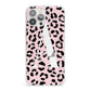 Personalised Leopard Print Pink Black iPhone 13 Pro Max Clear Bumper Case
