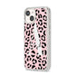 Personalised Leopard Print Pink Black iPhone 14 Clear Tough Case Starlight Angled Image