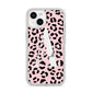 Personalised Leopard Print Pink Black iPhone 14 Clear Tough Case Starlight