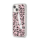 Personalised Leopard Print Pink Black iPhone 14 Glitter Tough Case Starlight Angled Image