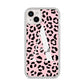 Personalised Leopard Print Pink Black iPhone 14 Plus Clear Tough Case Starlight