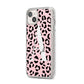 Personalised Leopard Print Pink Black iPhone 14 Plus Glitter Tough Case Starlight Angled Image