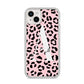 Personalised Leopard Print Pink Black iPhone 14 Plus Glitter Tough Case Starlight