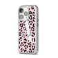Personalised Leopard Print Pink Black iPhone 14 Pro Glitter Tough Case Silver Angled Image