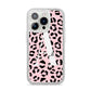 Personalised Leopard Print Pink Black iPhone 14 Pro Glitter Tough Case Silver