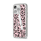 Personalised Leopard Print Pink Black iPhone 14 Pro Max Clear Tough Case Silver Angled Image