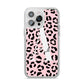 Personalised Leopard Print Pink Black iPhone 14 Pro Max Clear Tough Case Silver