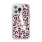 Personalised Leopard Print Pink Black iPhone 14 Pro Max Glitter Tough Case Silver