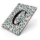 Personalised Leopard Print Pink Green Apple iPad Case on Grey iPad Side View