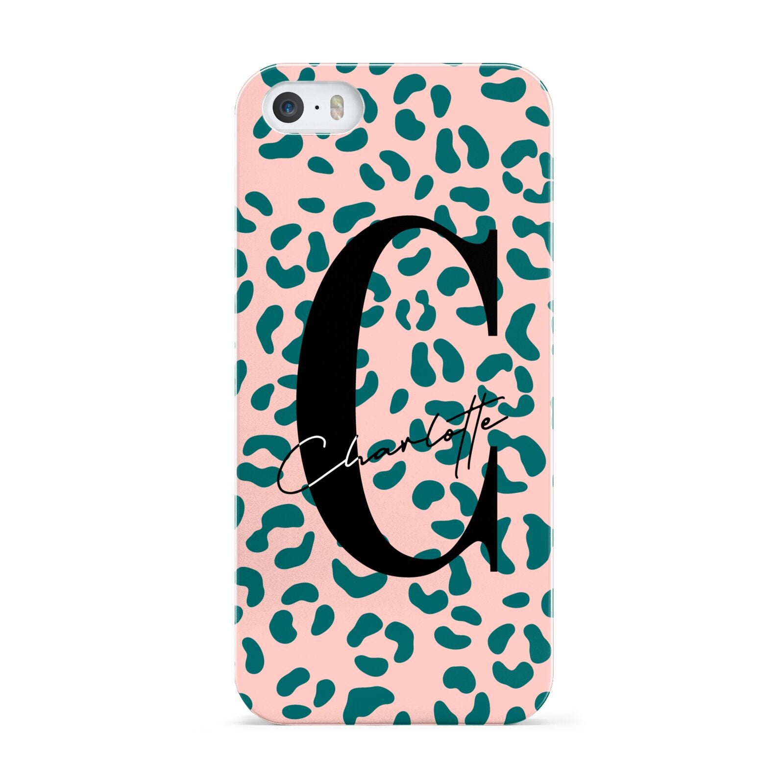 Personalised Leopard Print Pink Green Apple iPhone 5 Case