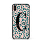 Personalised Leopard Print Pink Green Apple iPhone Xs Max Impact Case Black Edge on Black Phone